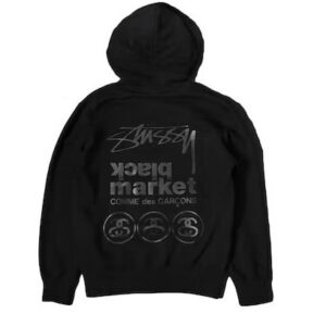 CDG x Stussy Hoodie Black Market