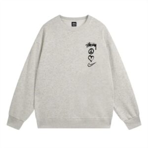 Nike x Stussy Peace Love Swoosh Crew Grey