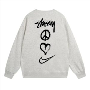 Nike x Stussy Peace Love Swoosh Crew Grey