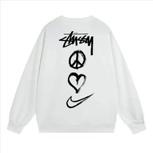 Nike x Stussy Peace Love Swoosh Crew White