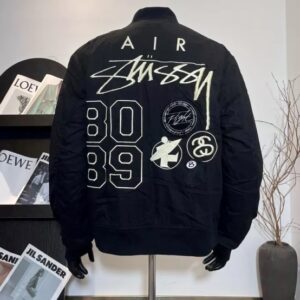 STUSSY X NIKE VARSITY JACKET BLACK