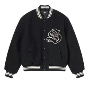 Stussy Black Aesthetic Varsity Jacket