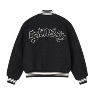 Stussy Black Aesthetic Varsity Jacket